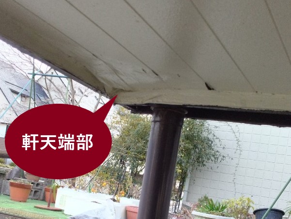 玄関庇　軒天　不具合箇所